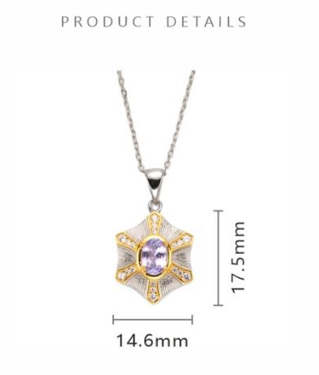 Elegant S925 Sterling Silver Natural Gemstone Necklace Pendant